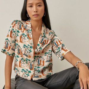REFORMATION Hanson Silk Top - Divine